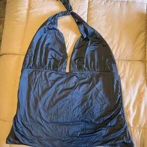 Dark Gray Tie Halter Top Tankini Swim Top Size XXL
